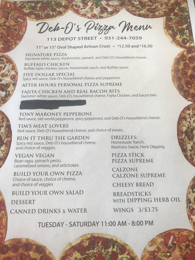 Deb O's Pizza And Patio Menu image 1